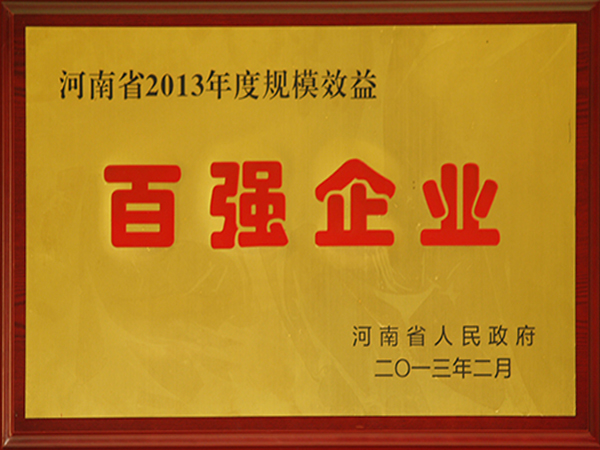 河南省2013年度規(guī)模效益百強企業(yè)